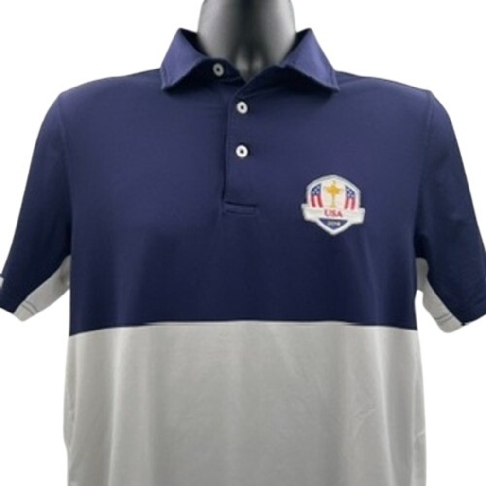 RLX Ralph Lauren Mens 2016 Ryder Cup USA Golf Polo Shirt Navy White‎ Small